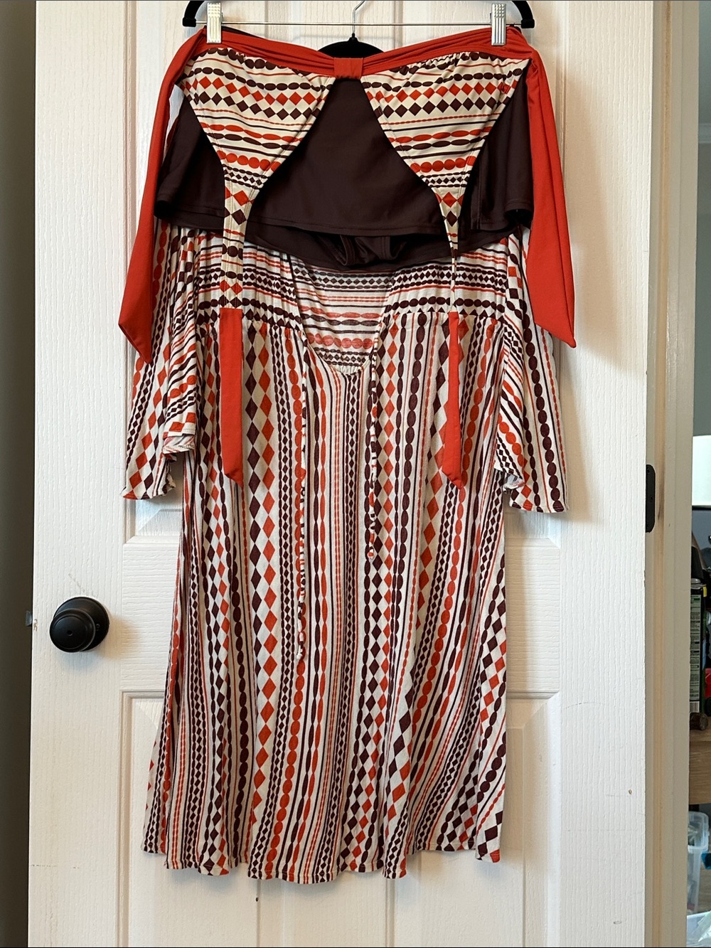 🧡 Geometric Stripe Swim Maxi Cover-Up in Orange and Brown 🧡 - Picture 1 of 10
